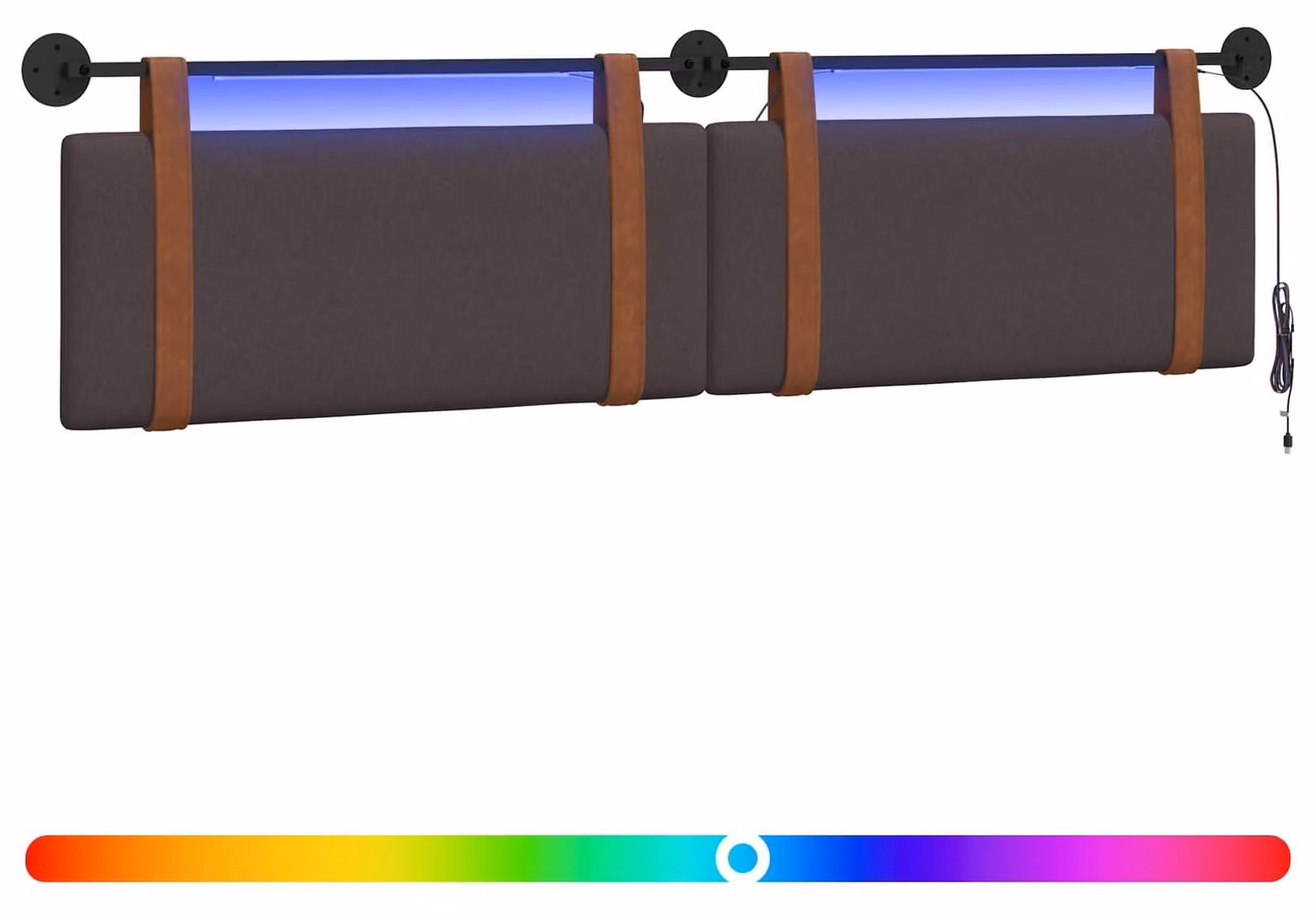 Testiera sospesa Con luce LED Marrone ScuroPoliuretanoAntico