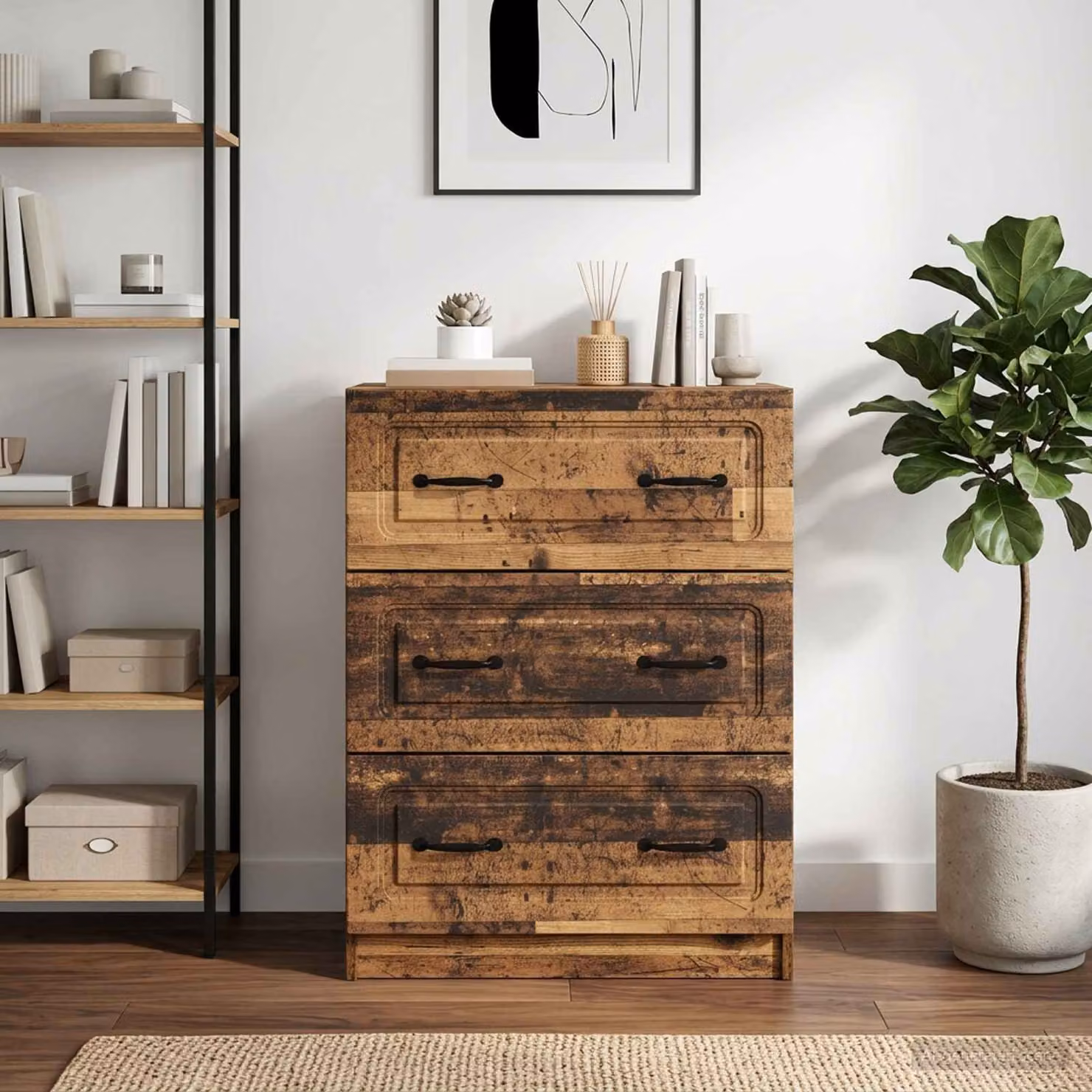 Carrello mobile con cassetti vidaXL in legno ingegnerizzato marrone, L 66 x P 34,5 x H 87 cm