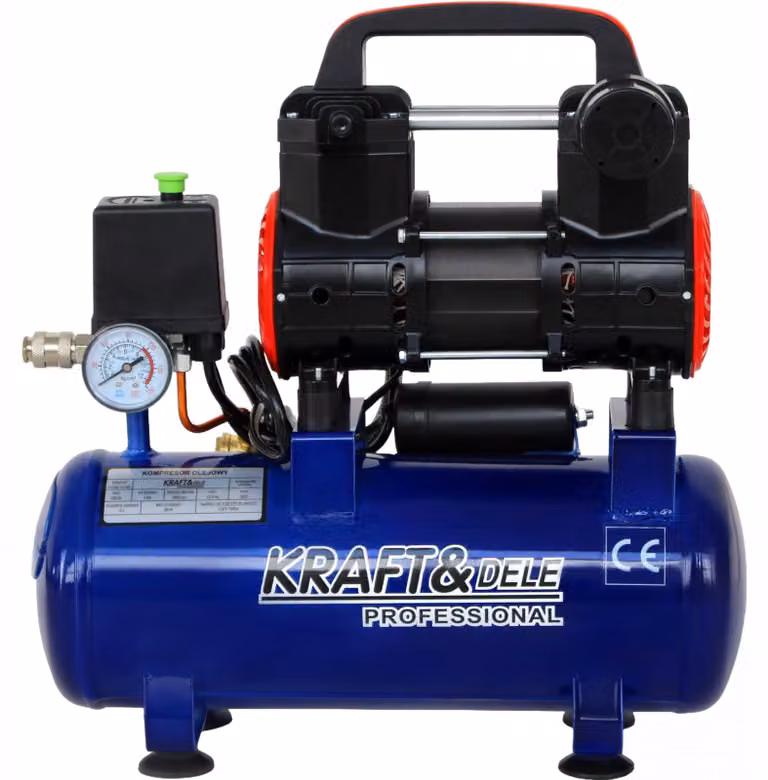 KRAFT&DELE | Compressore silenzioso, 9 l, 230 V, 1200 W, compressore, compressore ad aria compressa, serbatoio con riduttore di pressione incluso