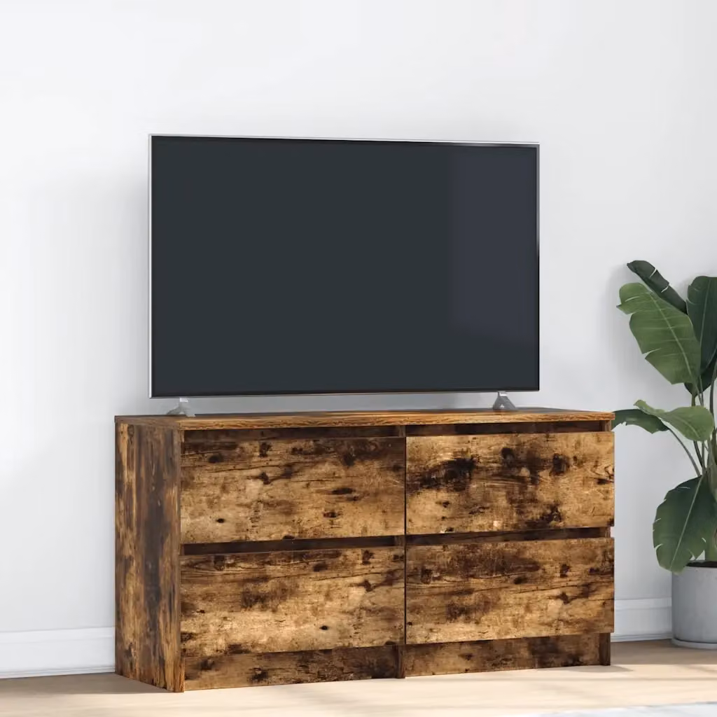 Mobile TV Rovere Fumo in Legno Multistrato Marrone L: 100 cm, P: 35 cm, H: 54 cm – 2