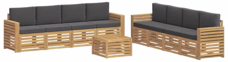 Set di pouf componibili, 9 pezzi, bianco e antracite, 59 x 59 x 37 cm