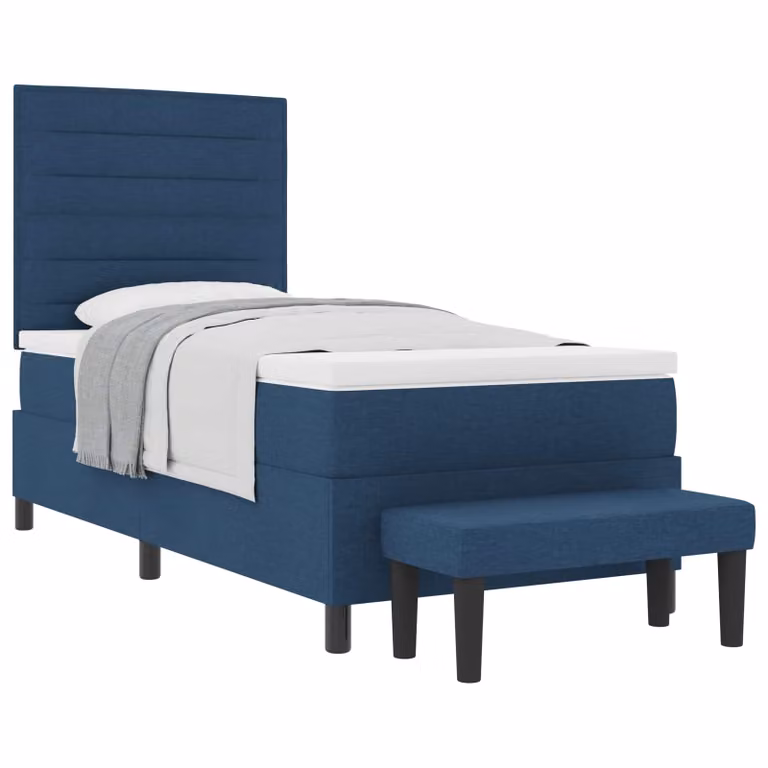 Letto ibrido con molle a tasche e testiera vidaXL in tessuto blu, L/P: 90 x 190 cm