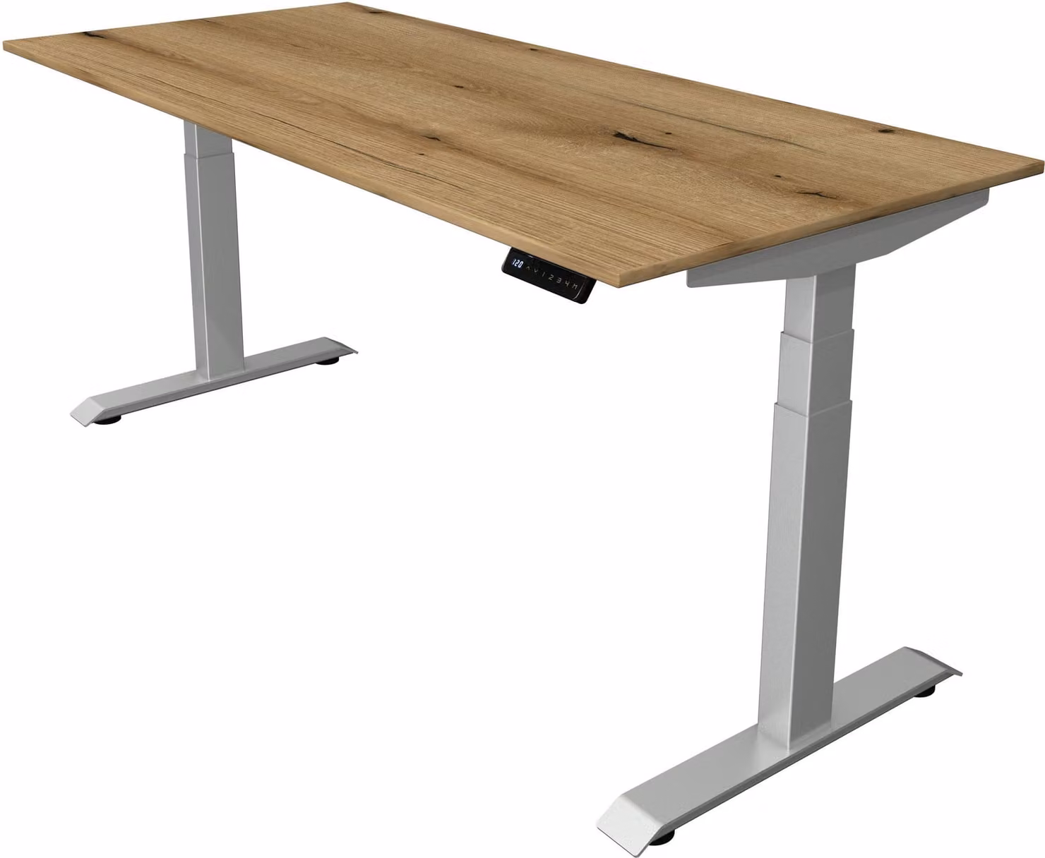 Scrivania Move 4 regolabile elettricamente in altezza, colore struttura:argento, dimensioni piano d'appoggio:180 x 80 cm, colore piano d'appoggio:rovere