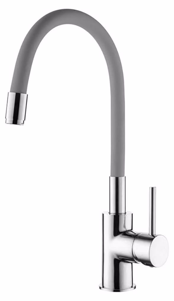 Miscelatore monocomando per cucina, con erogatore flessibile, dotato di due aeratori, colore grigio