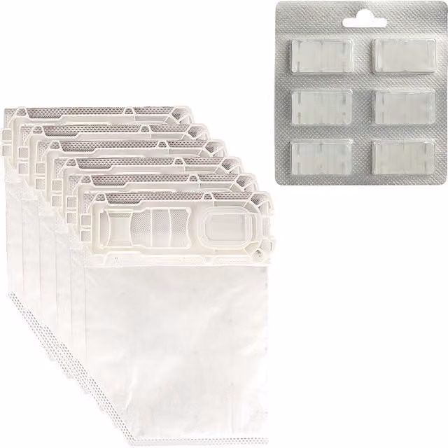 Set Igiene Completo Avilia per Folletto VK135 VK136 con 24 Sacchetti e 24 Profumini Colore Verde e Bianco