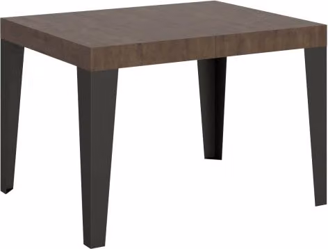 Tavolo allungabile Itamoby Flame rettangolare con telaio antracite e piano noce, L/P/H: 120 x 80 x 77 cm (estendibile fino a 204 cm)