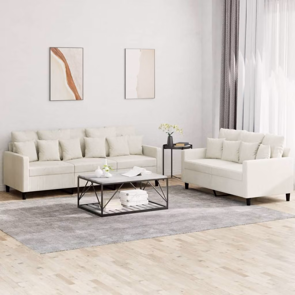 Maison Exclusive - Set divano a 2 posti con cuscini in velluto color crema