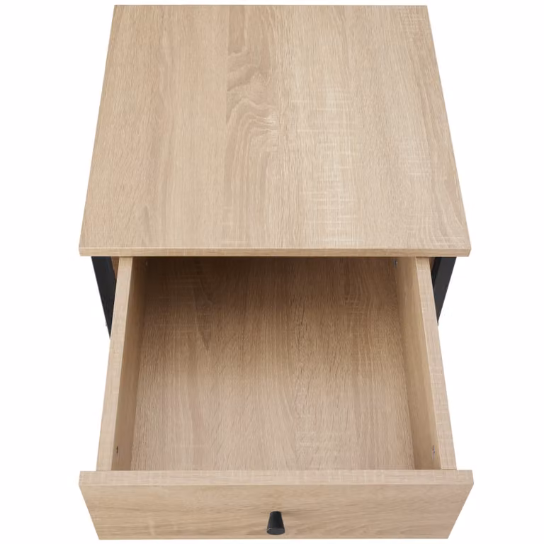 Comodino Killarney tectake in stile industriale, rovere e metallo, L 45 cm x P 46 cm x H 55,5 cm