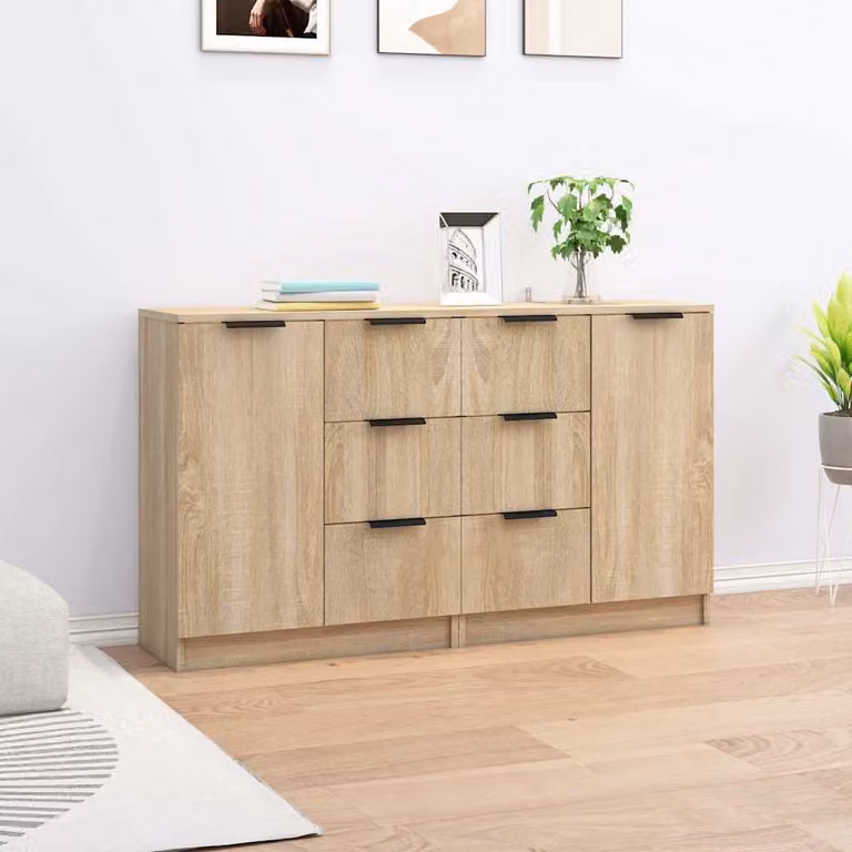 Set di 2 credenze vidaXL in legno multistrato color rovere sonoma, L 60 cm x P 30 cm x H 70 cm