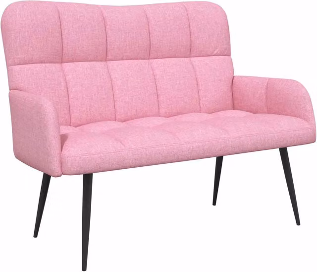 Divano a due posti moderno DESIGN IN per soggiorno o camera da letto, rivestito in tessuto rosa e grigio con struttura in metallo, L: 115 cm, P: 61 cm, H: 87 cm