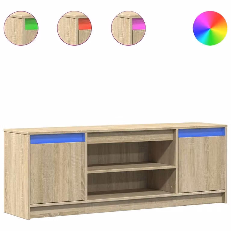 Mobile Porta TV con LED Rovere Sonoma 139,5x34x50 cm Truciolato