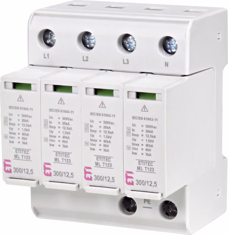 Scaricatore di sovratensione ETI ETITEC ML T123 300/12,5 4+0 002440667 tensione