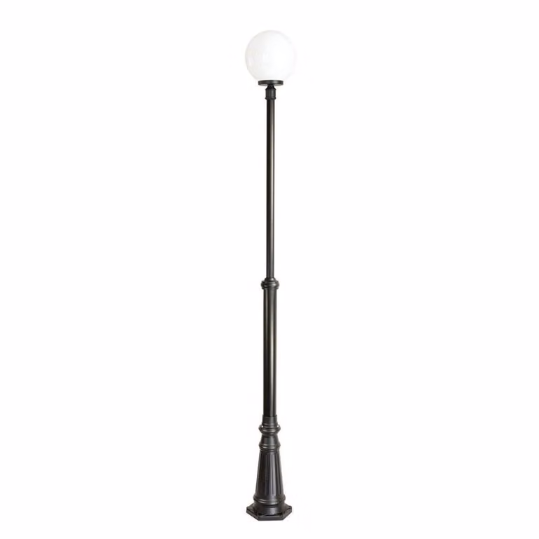 Lanterna da giardino 275 cm sfera bianca o fumé 30 cm 1xE27 nero IP43 SU-MA KULE OGMWN 1 300
