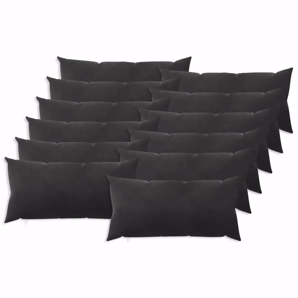 Set di 12 cuscini rettangolari HEERLEN vidaXL in velluto nero con fodera lavabile