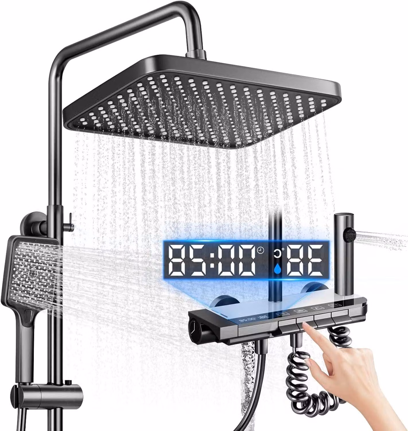 Colonna doccia – Sistema doccia – Display digitale a LED per la temperatura – Doccia a pioggia – Colore antracite