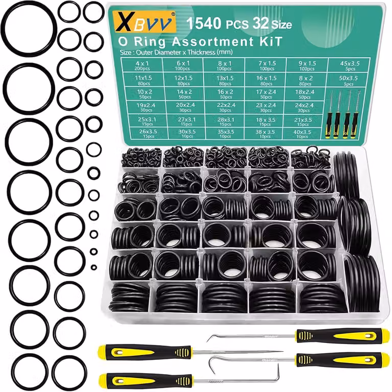Set di O-ring, 1540 pezzi, 32 dimensioni, in gomma nitrilica, per auto