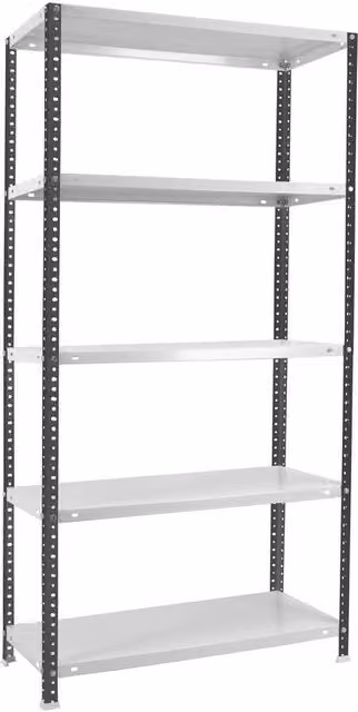 Scaffale in metallo Simon Rack con 5 ripiani, colore antracite e bianco, H 200 x L 110 x P 30 cm