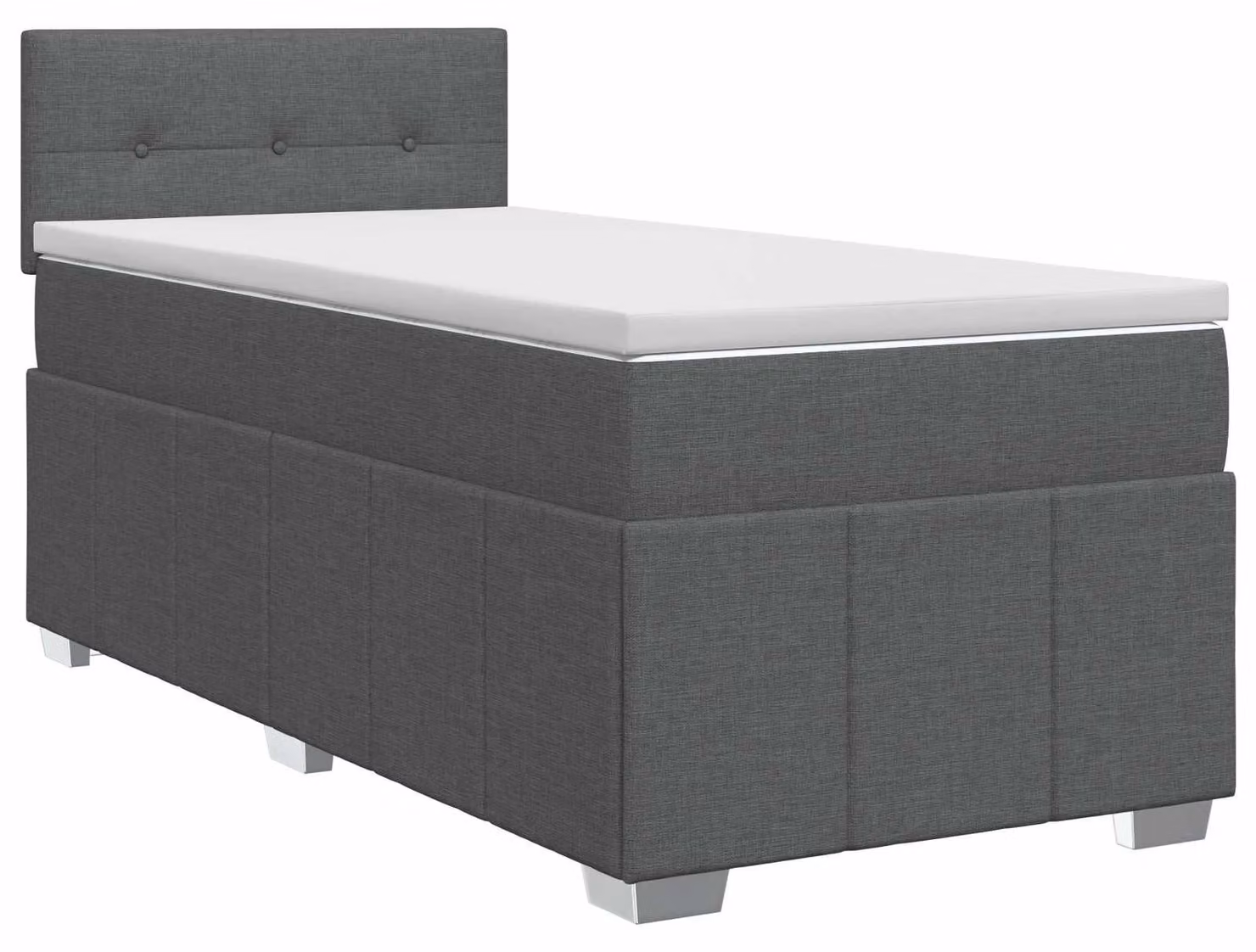 Letto a molle con materasso grigio scuro 90 x 190 cm in tessuto