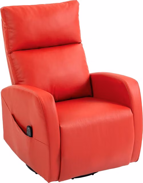 Poltrona Massaggiante Reclinabile HOMCOM con Riscaldamento, Girevole a 360 Gradi in Pelle PU con Poggiapiedi e Telecomando, Rosso