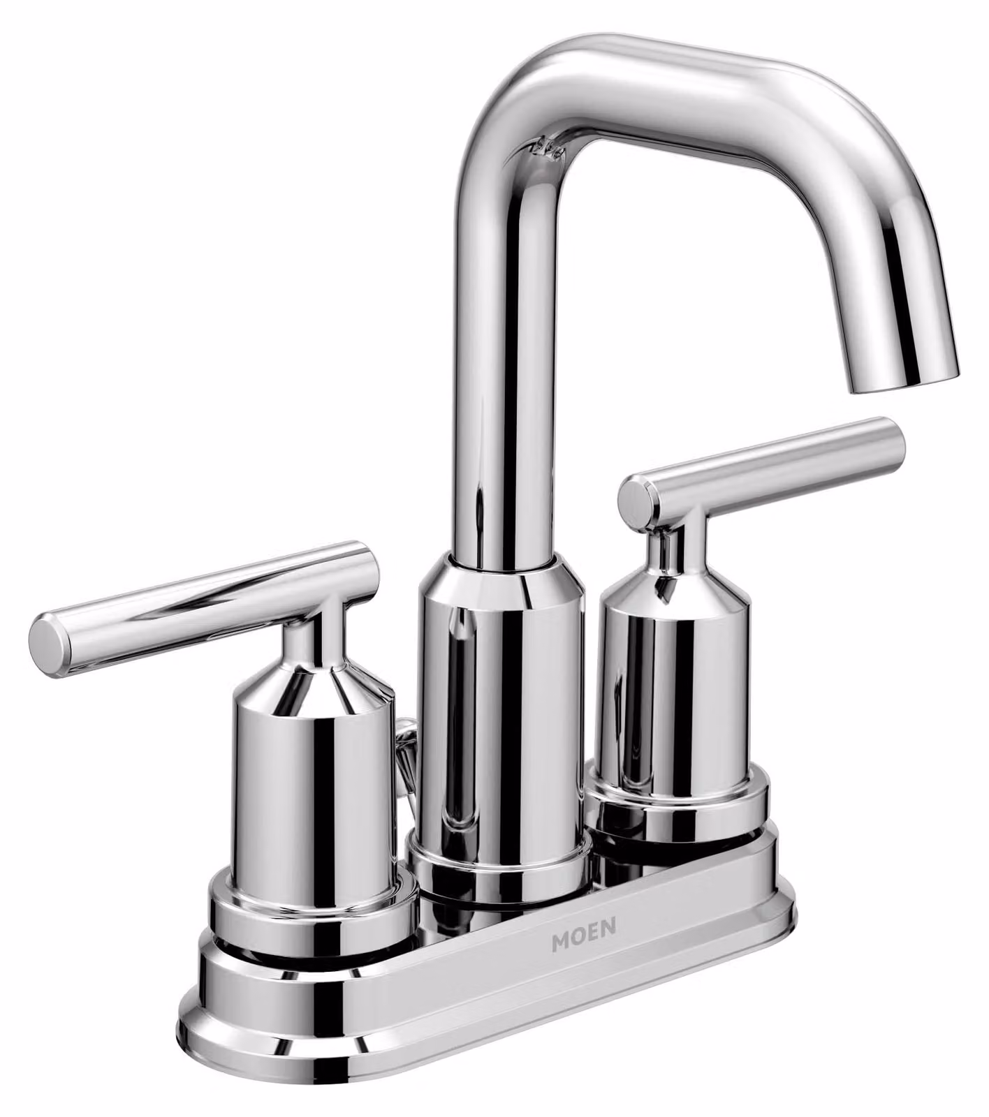 Miscelatore per lavabo, con arco alto, cromato, a due manopole, con 3 fori, WaterSense