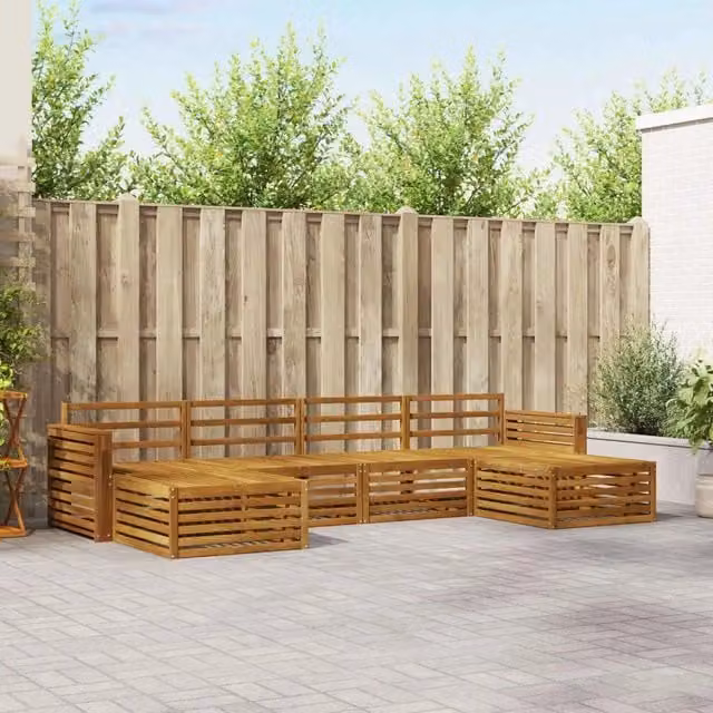 Set di divani da esterno 6 pz Naturale Legno di Acacia Massello 3373904