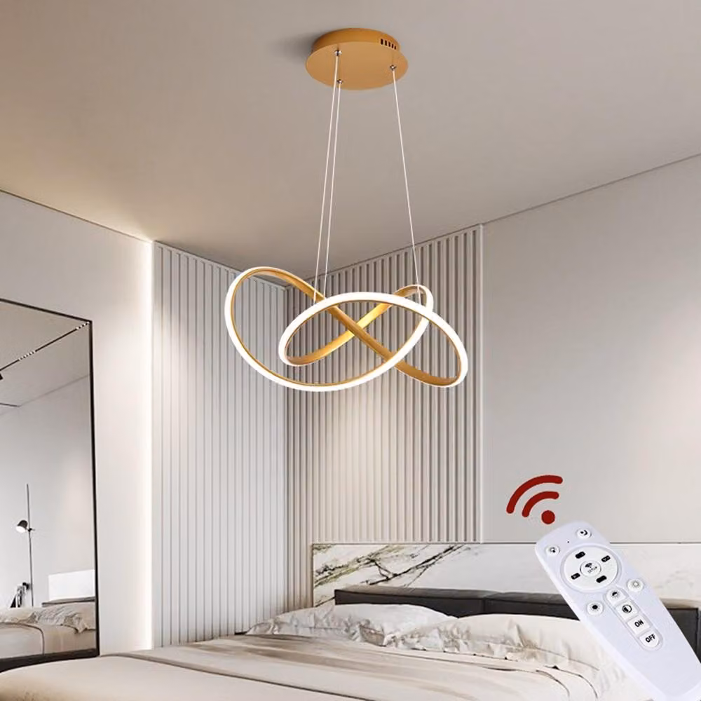 Lampada a sospensione LED 9642 oro a sospensione 50cm 96W con telecomando luce colore/luminosità regolabile plafoniera dimmerabile apparecchio d'illuminazione