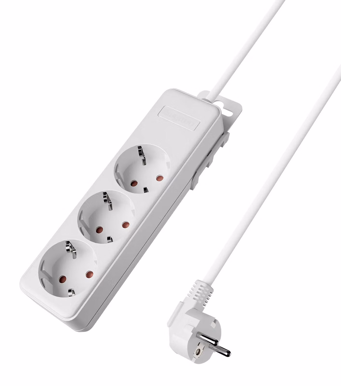 Prese multiple Braytron a 3 vie con cavo da 5 m, senza interruttore, 3680 W, sicurezza bambini, ciabatta con sistema a clip