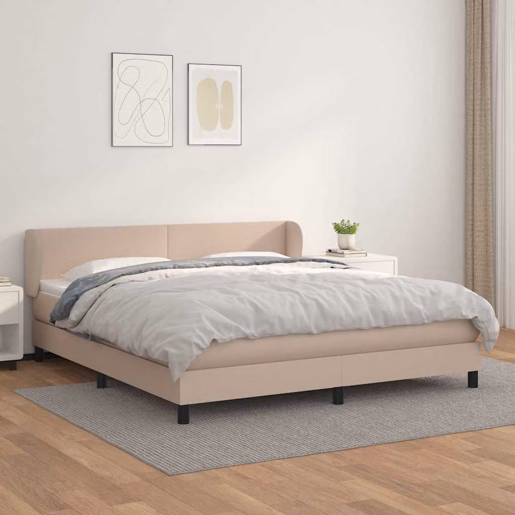 vidaXL Giroletto a Molle con Materasso in Similpelle Colore Cappuccino L/P/H: 160 x 200 cm