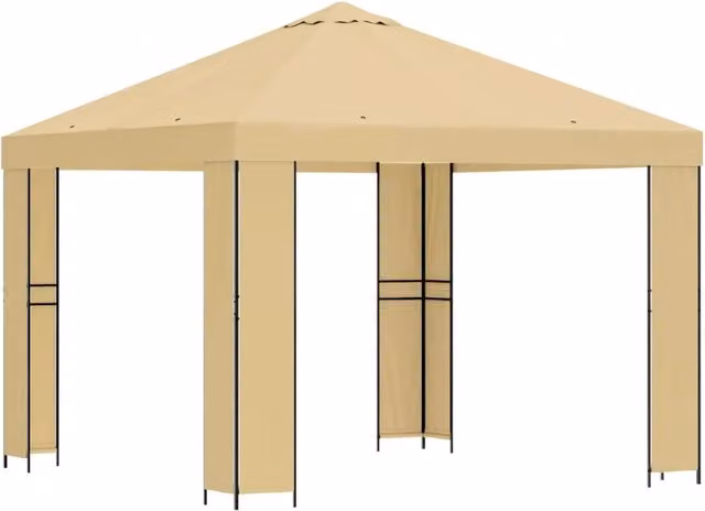 Gazebo | Pergolato 3 x 3 m Crema Poliestere e Acciaio 190 gsm
