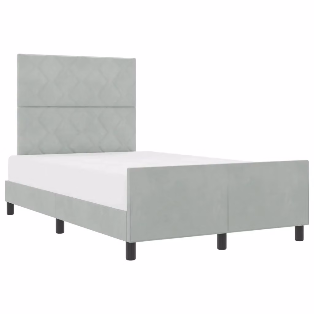 Letto a molle con testiera vidaXL in velluto grigio, L/P/H: 120 x 200 x 197 cm – 2