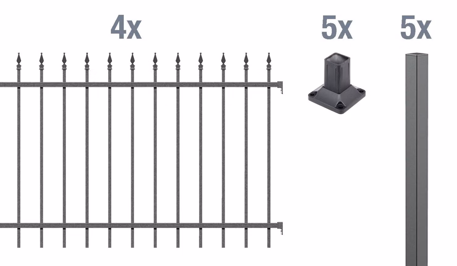 Alberts 510893 Set completo di recinzione Chaussee, da avvitare, antracite, altezza 120 cm, lunghezza 8 m