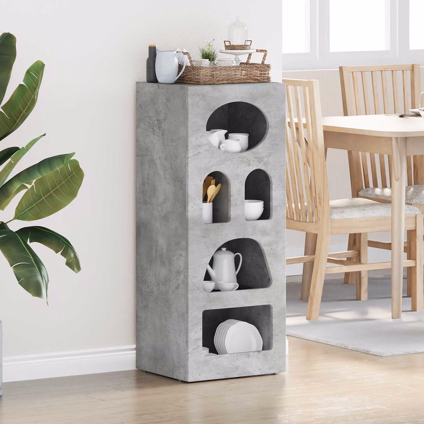 Credenza moderna vidaXL ELST in grigio cemento L 40 cm x P 35 cm x H 100,5 cm