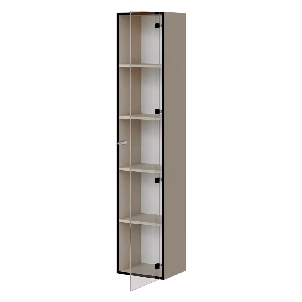 Vetrina Espositore DMORA con Ante in Vetro e 3 Ripiani Interni, Beige, L: 32 cm, P: 32 cm, H: 168 cm – 2