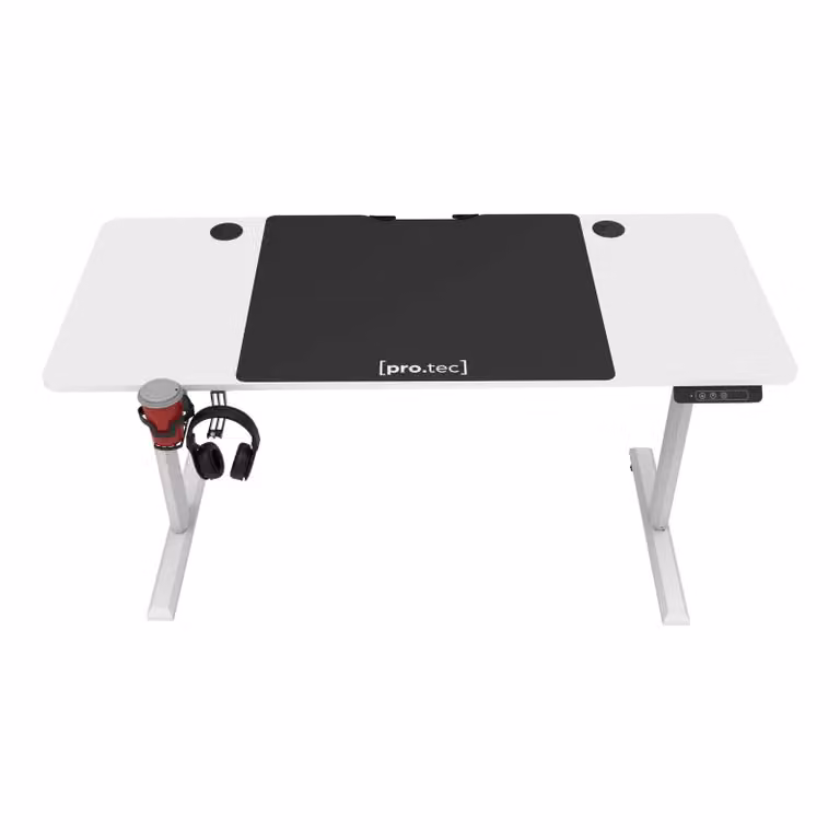 In And OutdoorMatch desk Jimmy - scrivania da tavolo - regolabile elettricamente - bianco e nero - 140 x 60 x 72-117 cm