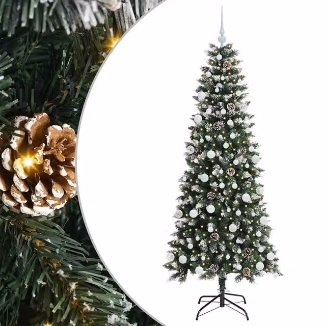 Albero di Natale Artificiale-Albero Natalizio con 300 LED Verde 180 cm 743983
