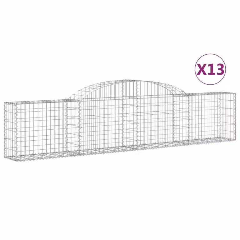 Cesti Gabbioni ad Arco 13 pz 300x30x60/80 cm Ferro Zincato