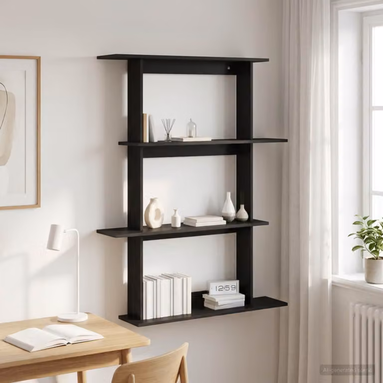 Scaffale da parete vidaXL moderno in MDF nero L: 100 cm, P: 20 cm, H: 126 cm