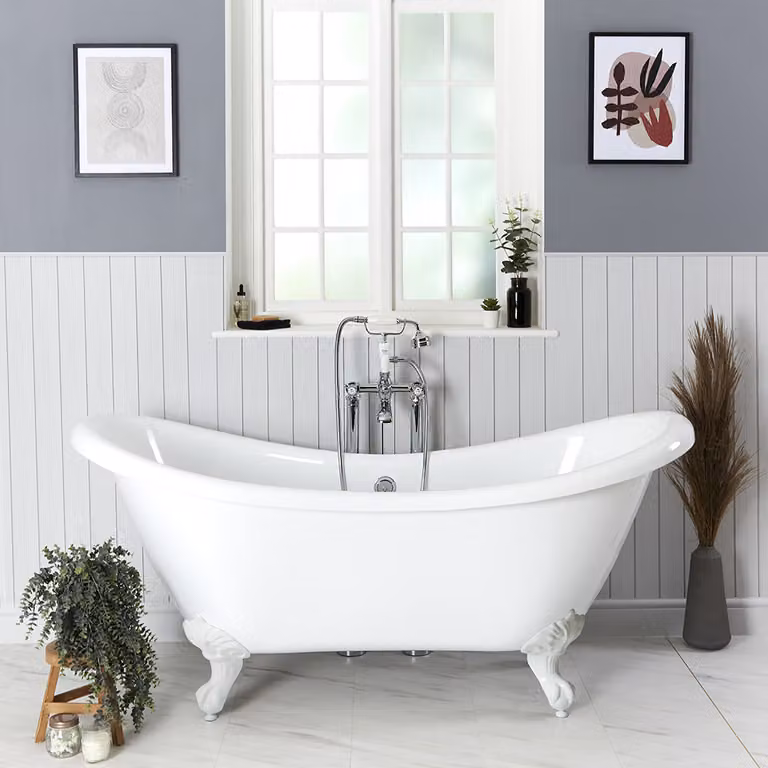Vasca Centro Stanza Classica 1750x730mm - Piedini bianchi - Stile Tradizionale - Legend
