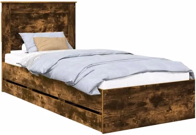 Letto singolo con cassetto DESIGN IN in Rovere fumè, L/P/H: 90 x 200 x 210 cm