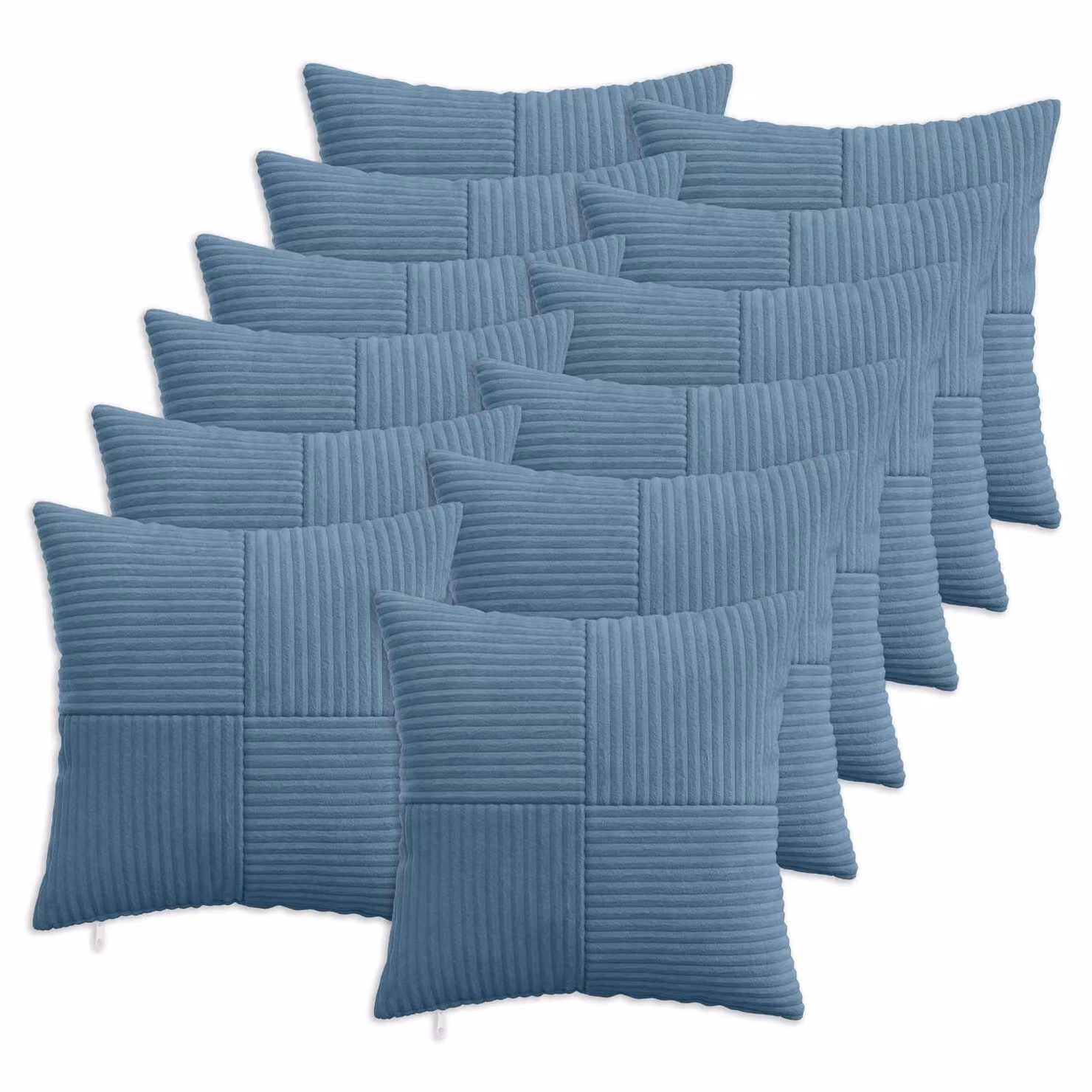 Set di 12 federe quadrate vidaXL ALMELO in velluto a coste blu, 50 x 50 cm