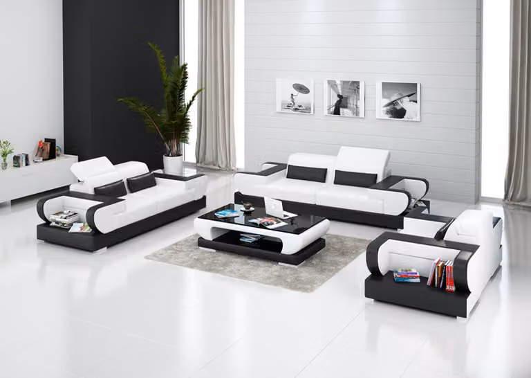 Ledersofa Couch Wohnlandschaft 3+2+1 Sitzer Garnitur Design Modern Sofa mit USB