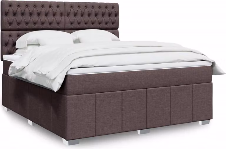 Maison Exclusive - Letto boxspring con materasso, marrone scuro, 180x200 cm, rivestimento in tessuto