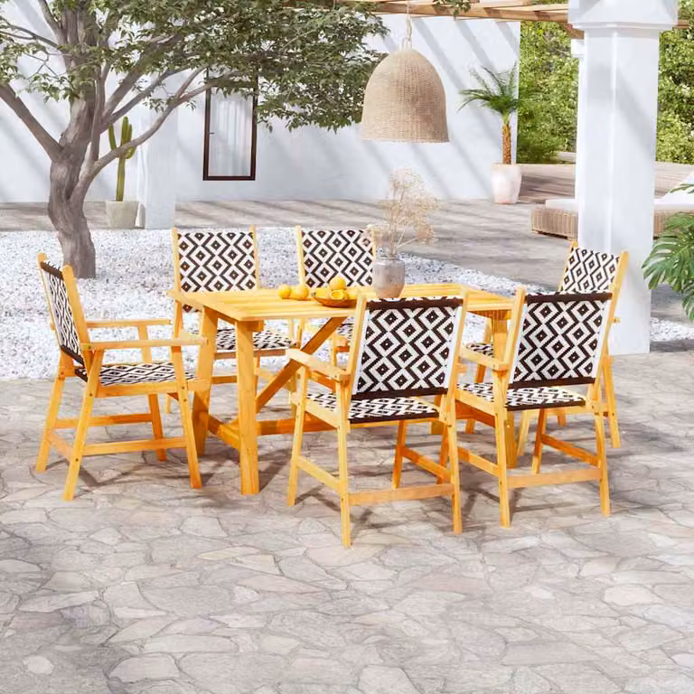 Set da pranzo da giardino vidaXL in legno di acacia marrone, 7 pezzi