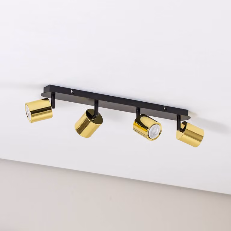 Faretto da soffitto Demia, nero/color ottone, 66 cm, GU10 Demia Luminex, dimmerabile, Nero, Soggiorno / Sala da pranzo, Metallo, Moderno, Faretto alogeno