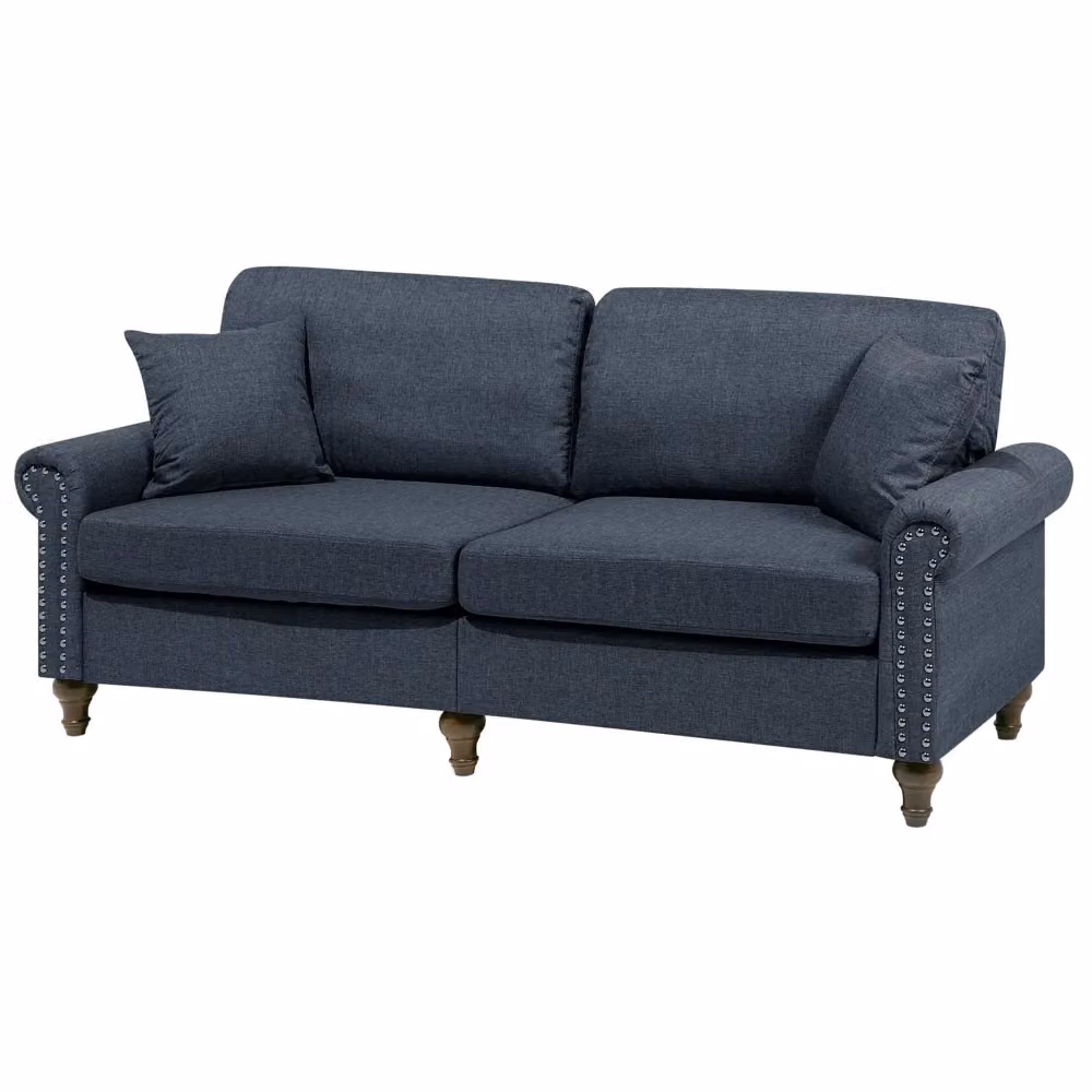 Divano a 3 posti in stile Chesterfield BELIANI grigio con rivestimento in tessuto e cuscini inclusi L: 195 cm, P: 76 cm, H: 84 cm – 2