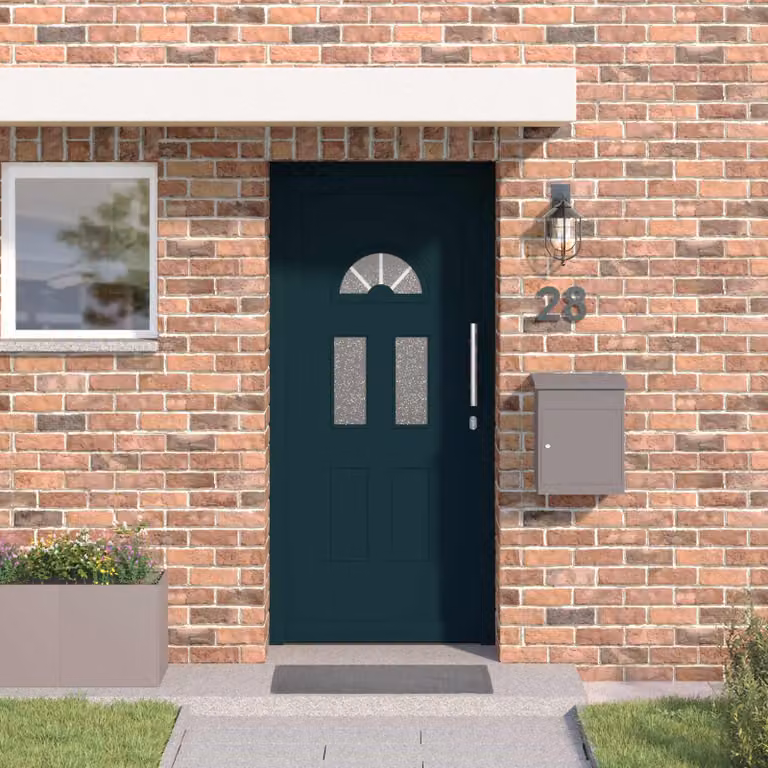 Porta Frontale Moderna vidaXL in PVC e Vetro, Colore Antracite, L: 88 cm, H: 200 cm