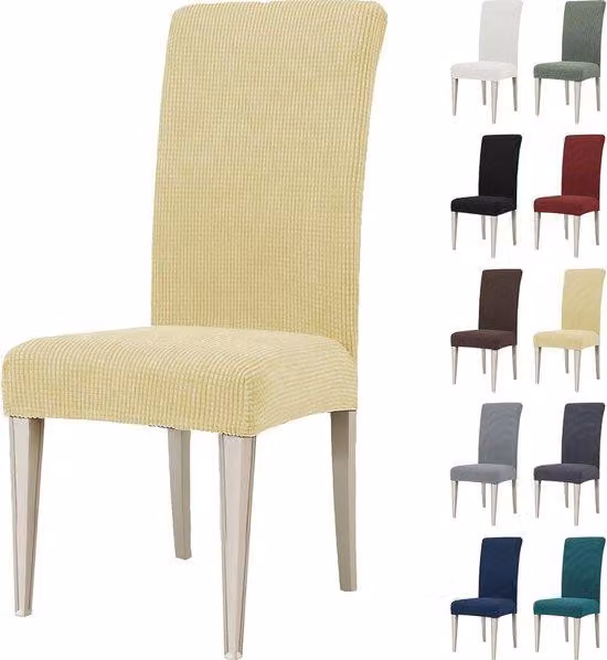 Coprisedie elasticizzati per sala da pranzo, set da 4 - Eleganti coprisedie lavabili color beige