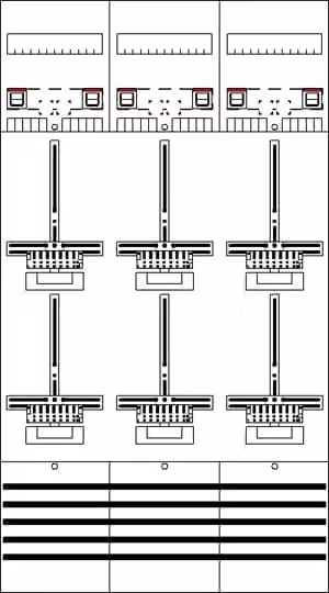 Scatola contatori 9RE 6Z precablata - Pannello contatori 6 contatori kWh 0 file DF39Q6