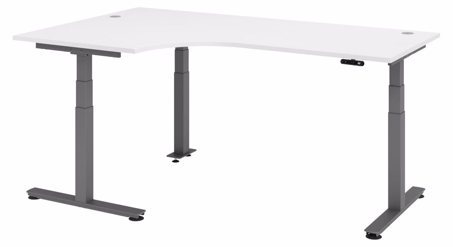 Scrivania elettrica bümö XDSM - Finitura: bianco, struttura: grafite, dimensioni: scrivania angolare 200 x 120 cm