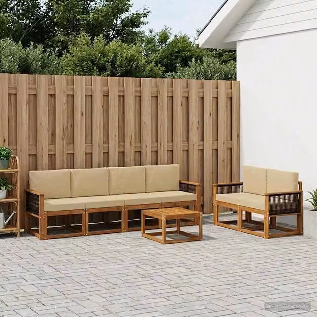 Set di divani da esterno 6 pz Naturale 3385014
